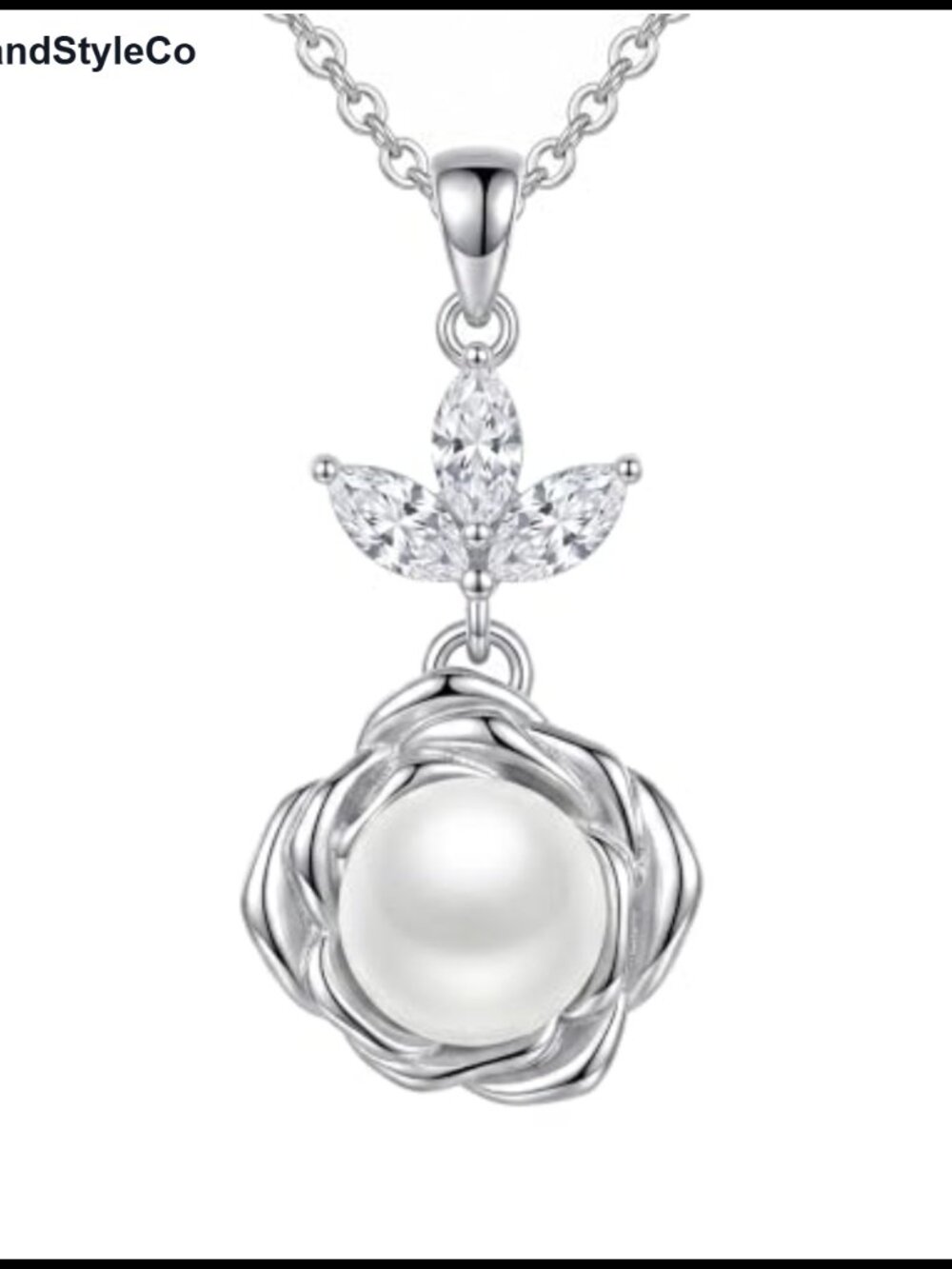 Rose Flower Pearl Necklace Gold Plated Women Luxury Jewelry